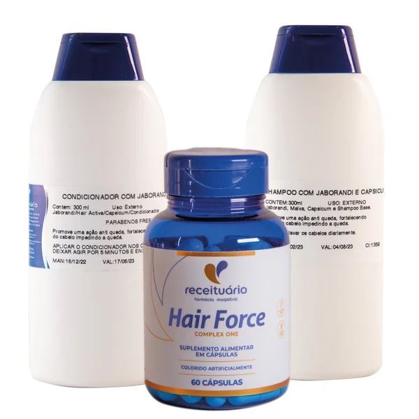 Kit Queda de Cabelo com Shampoo + Condicionador Jaborandi + Hair Force Kit Queda de Cabelo com Shampoo + Condicionador Jaborandi + Hair Force